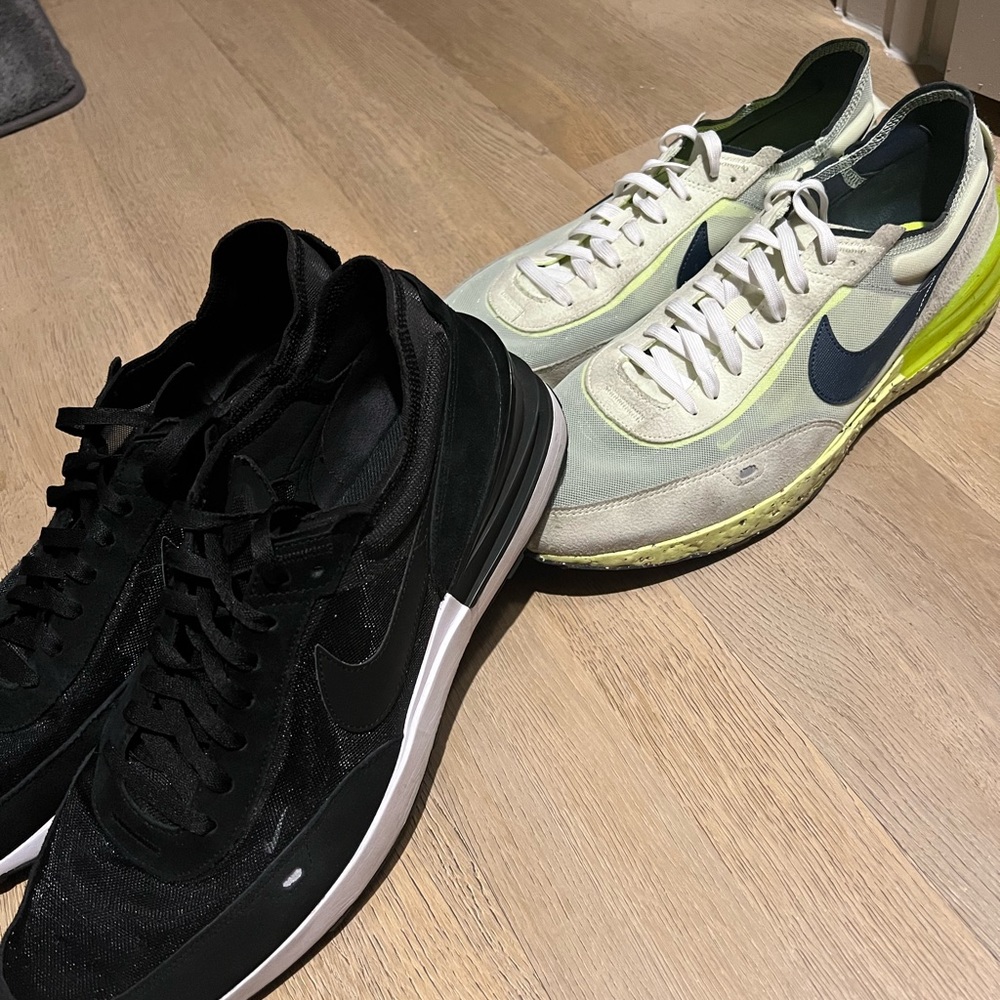 NIKE Men’s Waffle One Shoes 2 Pair Black/White and Lime Ice Size 15